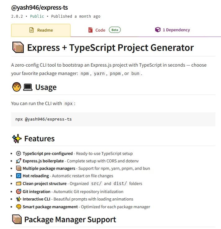 Express TS package